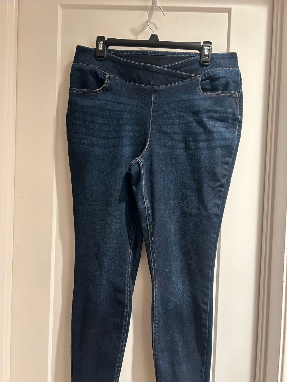 Maurices Navy Pull-On Jeggings with Faux Pockets